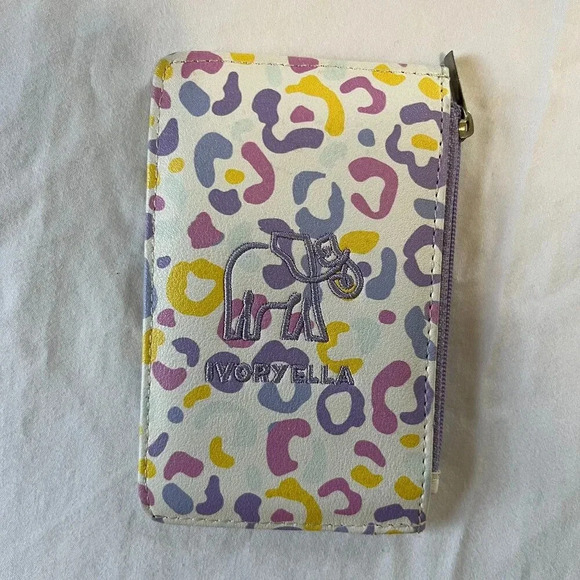 Ivory Ella | White, Purple, Yellow, Pink Cheetah Print Slim Wallet - Picture 1 of 5